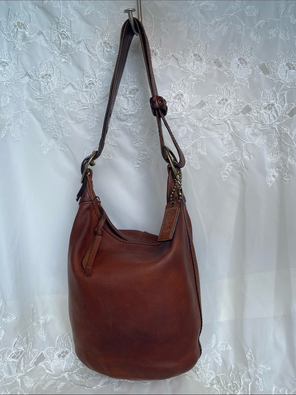 Vintage Coach 11422 Bleeker Brown Leather Hobo Shoulder Bucket Bag